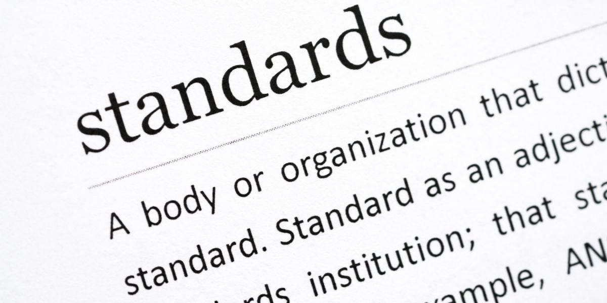 A dictionary page showing the definition of standards